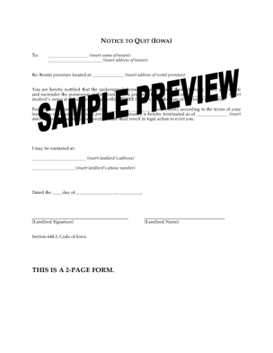 Picture of Iowa Notice to Quit