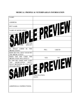 Pet Medical Profile and Veterinarian Information Pet Medical Profile and Veterinarian Information