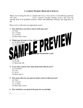 Catering Market Research Survey Catering Market Research Survey