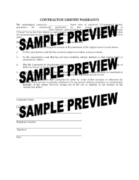 Show details for Contractor Limited Warranty Picture of Contractor Limited Warranty