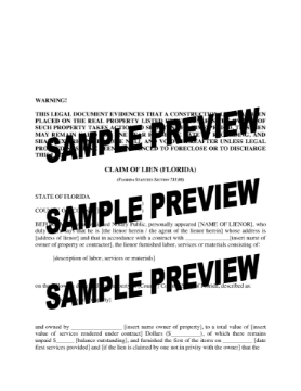 Florida Claim of Lien Form Florida Claim of Lien Form