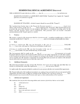 Show details for Indiana Rental Agreement for Residential Premises Picture of Indiana Rental Agreement for Residential Premises