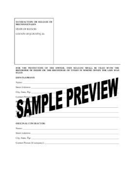 Illinois Satisfaction or Release of Mechanics Lien Illinois Satisfaction or Release of Mechanics Lien