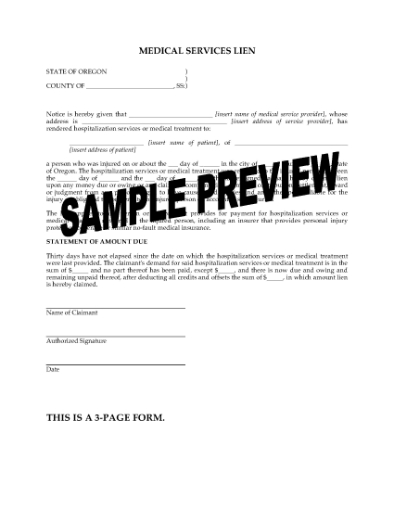 Picture of Oregon Medical Services Lien