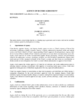 Show details for Agency of Record Retainer Contract | USA Picture of Agency of Record Retainer Contract | USA