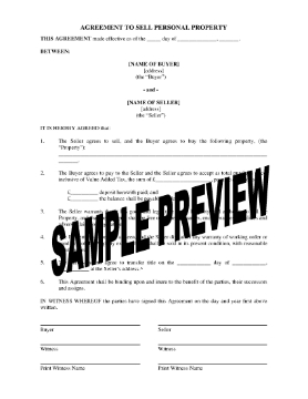 Show details for UK Agreement to Sell Personal Property Picture of UK Agreement to Sell Personal Property