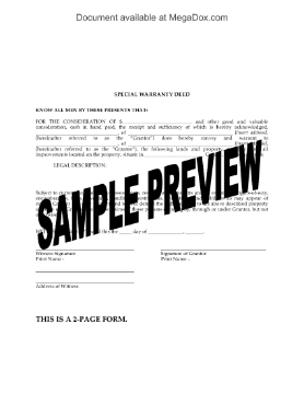 Show details for Arkansas Special Warranty Deed Picture of Arkansas Special Warranty Deed