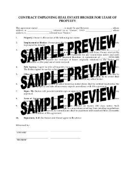Show details for Real Estate Broker Contract for Lease of Property Picture of Real Estate Broker Contract for Lease of Property