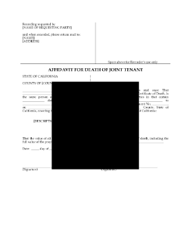 Show details for California Affidavit of Death of Joint Tenant Picture of California Affidavit of Death of Joint Tenant