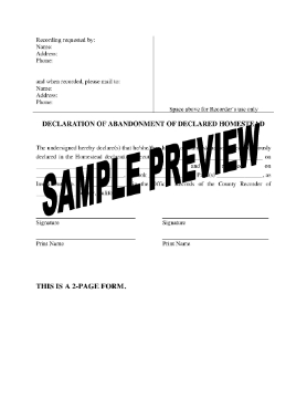 Show details for California Declaration of Abandonment of Declared Homestead Picture of California Declaration of Abandonment of Declared Homestead