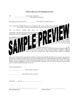 Kansas 5 Day Notice of Termination by Tenant for Failure to Deliver Kansas 5 Day Notice of Termination by Tenant for Failure to Deliver