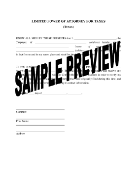 Show details for Texas Power of Attorney for Taxes Picture of Texas Power of Attorney for Taxes