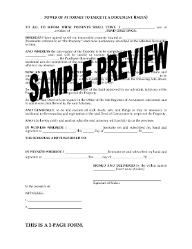 Show details for India Special Power of Attorney to Sign Documents Picture of India Special Power of Attorney to Sign Documents