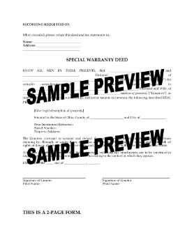 Show details for Ohio Special Warranty Deed for Joint Tenants Picture of Ohio Special Warranty Deed for Joint Tenants