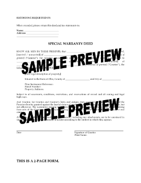 Show details for Ohio Special Warranty Deed Picture of Ohio Special Warranty Deed