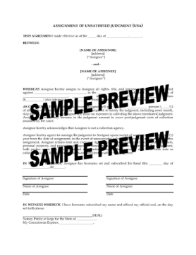 USA Assignment of Unsatisfied Judgment Picture of Assignment of Unsatisfied Judgment | USA