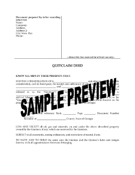 Show details for Georgia Quitclaim Deed from Husband and Wife to Individual Picture of Georgia Quitclaim Deed from Husband and Wife to Individual