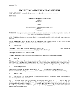 Show details for Security Guard Agreement | Canada Picture of Security Guard Agreement | Canada