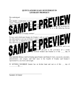 Show details for Quitclaim Release of Interest in Literary Property Picture of Quitclaim Release of Interest in Literary Property
