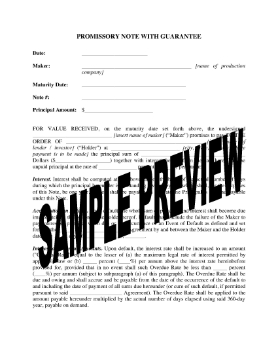 Show details for Film Production Promissory Note with Guarantee Picture of Film Production Promissory Note with Guarantee