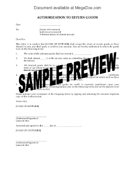 Show details for Authorization to Return Goods Picture of Authorization to Return Goods