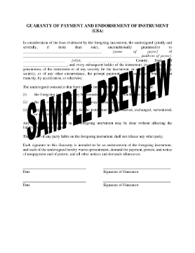 Show details for Guaranty of Payment and Endorsement of Instrument | USA Picture of Guaranty of Payment and Endorsement of Instrument | USA