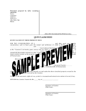 Show details for Pennsylvania Quitclaim Deed from Husband and Wife to Individual Picture of Pennsylvania Quitclaim Deed from Husband and Wife to Individual