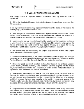 Show details for Napoleon Bonaparte Last Will and Testament Picture of Napoleon Bonaparte Last Will and Testament