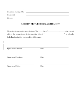 Show details for Motion Picture Lock Agreement Picture of Motion Picture Lock Agreement