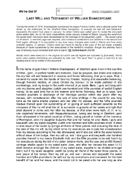 Show details for William Shakespeare Last Will and Testament Picture of William Shakespeare Last Will and Testament