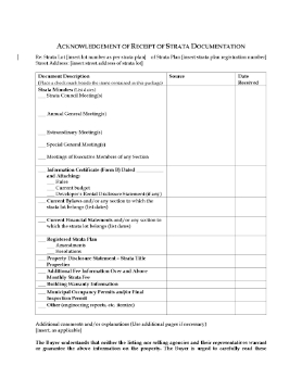 Show details for BC Acknowledgement of Receipt of Strata Documentation Picture of BC Acknowledgement of Receipt of Strata Documentation