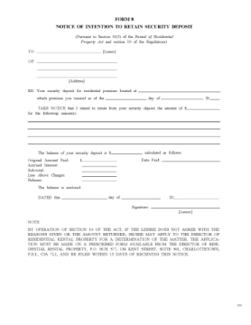 PEI Notice of Intention to Retain Security Deposit PEI Notice of Intention to Retain Security Deposit