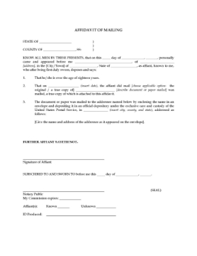 USA Affidavit of Mailing Affidavit of mailing (proof of service) form for the United States