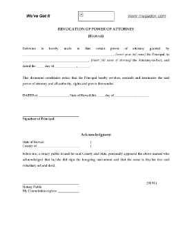 Show details for Hawaii Revocation of Power of Attorney Picture of Hawaii Revocation of Power of Attorney