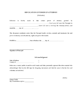 Show details for Indiana Revocation of Power of Attorney Picture of Indiana Revocation of Power of Attorney