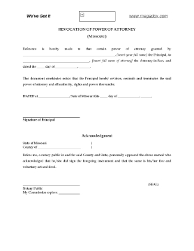Show details for Missouri Revocation of Power of Attorney Picture of Missouri Revocation of Power of Attorney