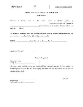 Show details for New Jersey Revocation of Power of Attorney Picture of New Jersey Revocation of Power of Attorney