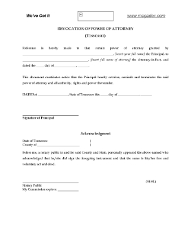 Show details for Tennessee Revocation of Power of Attorney Picture of Tennessee Revocation of Power of Attorney