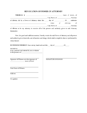 Show details for Alberta Revocation of Power of Attorney Picture of Alberta Revocation of Power of Attorney
