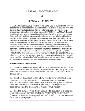 Show details for Leona Helmsley Last Will and Testament Picture of Leona Helmsley Last Will and Testament