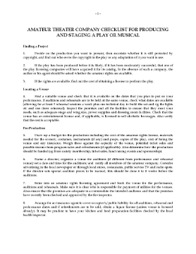 Show details for Amateur Theater Production Checklist Picture of Amateur Theater Production Checklist