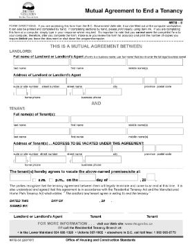 Show details for British Columbia Mutual Agreement to End Tenancy Picture of British Columbia Mutual Agreement to End Tenancy
