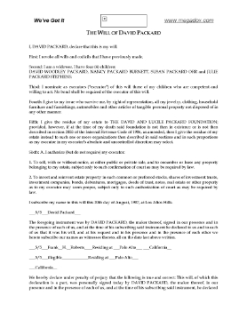 Show details for David Packard Last Will and Testament Picture of David Packard Last Will and Testament