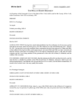 Show details for Harry Helmsley Last Will and Testament Picture of Harry Helmsley Last Will and Testament