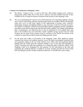 Common Area Maintenance Clause for Commercial Lease Commercial lease clauses governing maintenance of common areas