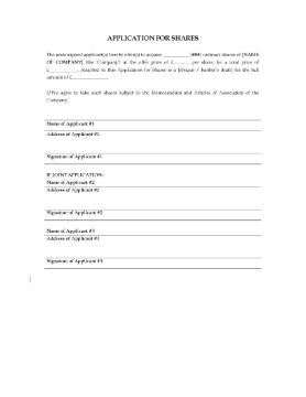 Show details for Application for Shares in Private Company | UK Picture of Application for Shares in Private Company | UK