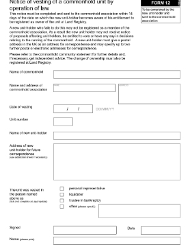 Show details for Notice of Vesting of a Commonhold Unit by Operation of Law | UK Picture of Notice of Vesting of a Commonhold Unit by Operation of Law | UK