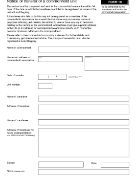 Show details for Notice of Transfer of a Commonhold Unit | UK Picture of Notice of Transfer of a Commonhold Unit | UK