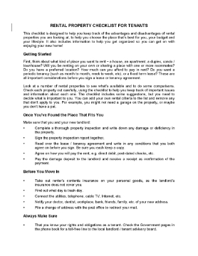 Show details for Rental Property Checklist for Tenants Picture of Rental Property Checklist for Tenants