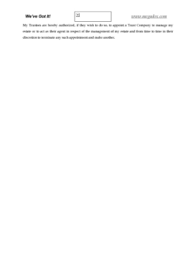 Will Clause to Appoint Trust Company as Trustee Will Clause to Appoint Trust Company as Trustee
